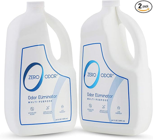 Zero Odor - Multi-Purpose Strong Odor Eliminator for Home, Office, Car, Bathroom, Hotel, Room Deodorizer, and Odor Neutralizer 64oz Refill, 2-Pack