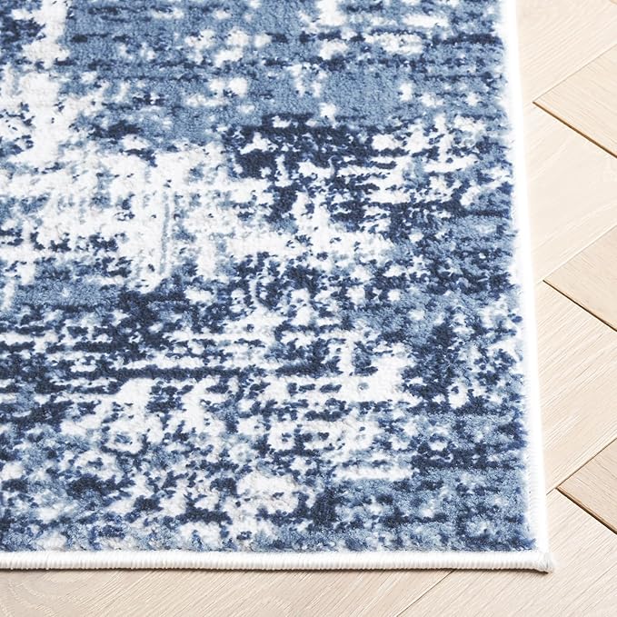 SAFAVIEH Amelia Collection Accent Rug - 3' x 5', Ivory & Dark Blue, Modern Abstract Design, Non-Shedding & Easy Care, Ideal for High Traffic Areas in Living Room, Bedroom, Dining (ALA700M-3)