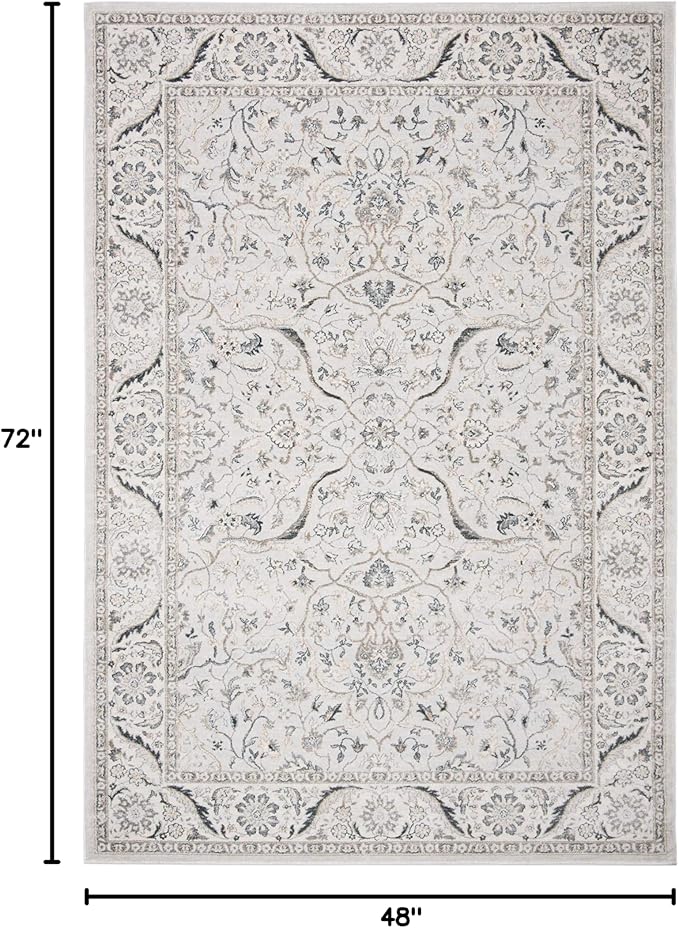 SAFAVIEH Isabella Collection Accent Rug - 4' x 6', Light Grey & Cream, Oriental Design, Non-Shedding & Easy Care, Ideal for High Traffic Areas in Entryway, Living Room, Bedroom (ISA912F)