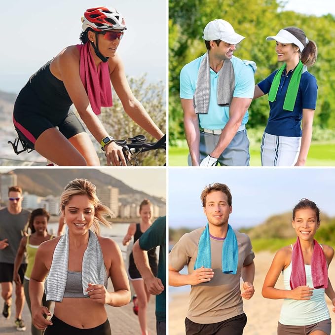 80 Pcs Cooling Towel Bulk 40 x 12 Inch Double Layer Microfiber Chilly Cold Towel for Neck Gym Yoga Running Workout Sports(Rose Red, Light Blue, Green, White)