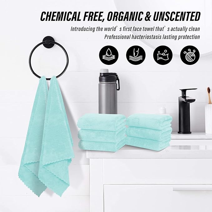 6 Pack Premium Hand Towels - Quick Drying - Microfiber Coral Velvet Highly Absorbent Towels - Multipurpose Use as Hotel, Bathroom, Shower, Spa, Hand Towel 16 x 28 inches (Frozen Blue)