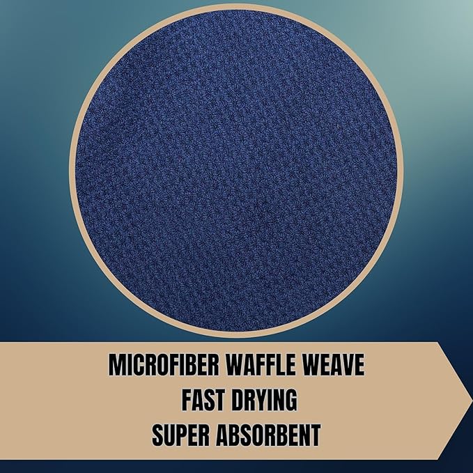 Magnetic Waffle Weave Microfiber Kitchen Towel, Multipurpose Cleaning Dish Cloth with Magnet and Hook, Soft Absorbent Quick Drying, 20x16 Inches, 6-Pack, Navy/Gray