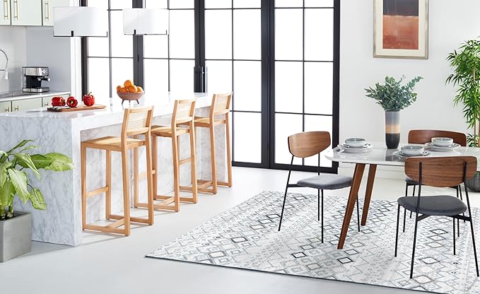SAFAVIEH Amsterdam Collection X-Large Area Rug - 12' x 18', Ivory & Grey, Moroccan Boho Design, Non-Shedding & Easy Care, Ideal for High Traffic Areas in Living Room, Bedroom (AMS108A)