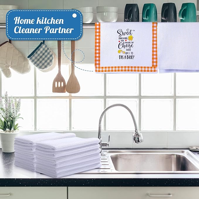 Sublimation Kitchen Towel Blanks 16 x 24Inch, Microfiber Waffle Weave Sublimation Tea Towels Fast Drying Absorbent for Home Kitchen Gifts(24 Pieces)