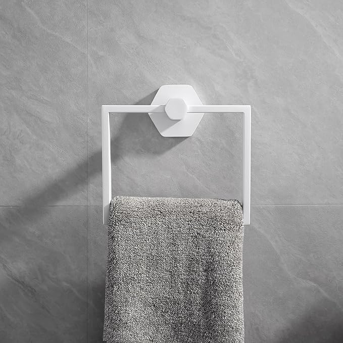 GERZWY Bathroom 2-Pieces Accessories Sets White Stainless Steel (Toilet Paper Holder Towel Ring)