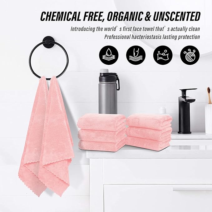 18 Pack Premium Hand Towels - Quick Drying - Microfiber Coral Velvet Highly Absorbent Towels - Multipurpose Use as Hotel, Bathroom, Shower, Spa, Hand Towel 16 x 28 inches (Pink)