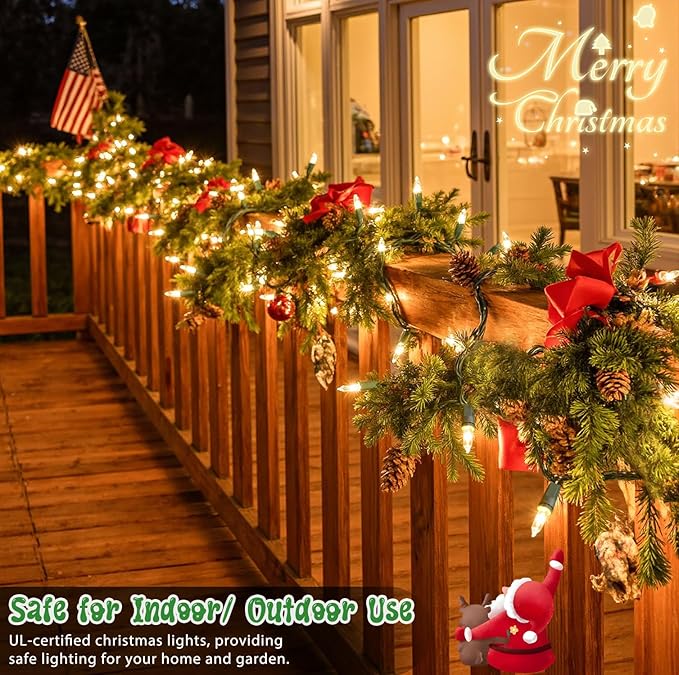 2Pack 50-Count Warm White Christmas Lights, 13FT Incandescent Mini String Lights Green Wire, UL Certified Connectable Christmas Tree Light for Indoor, Outdoor Xmas, Holiday, Home Decorations