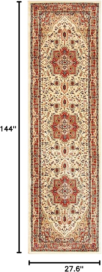 SAFAVIEH Lyndhurst Collection Runner Rug - 2'3" x 12', Ivory & Rust, Traditional Oriental Design, Non-Shedding & Easy Care, Ideal for High Traffic Areas in Living Room, Bedroom (LNH330R)