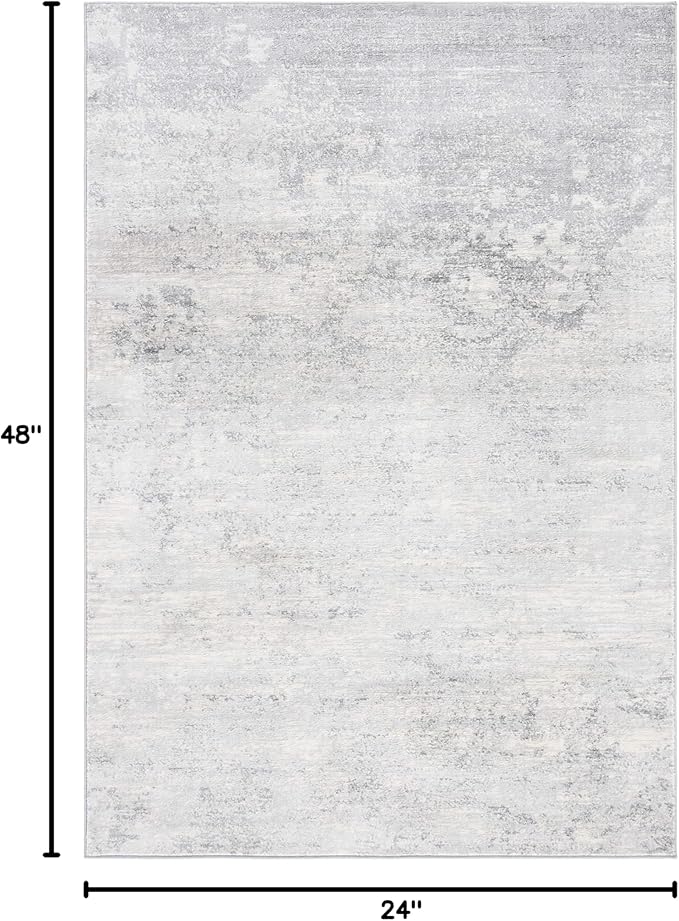 SAFAVIEH Brentwood Collection 2' x 4' Ivory/Grey BNT822A Modern Abstract Non-Shedding Entryway Living Room Foyer Bedroom Accent Rug