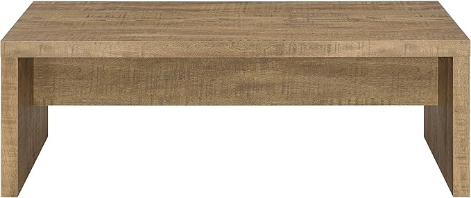 Coaster Home Furnishings Wooden Coffee Table w/ Side Panels & Center Brace, Mango Wood - Modern Rectangular Living Room and Bedroom Furniture for House and Apartment