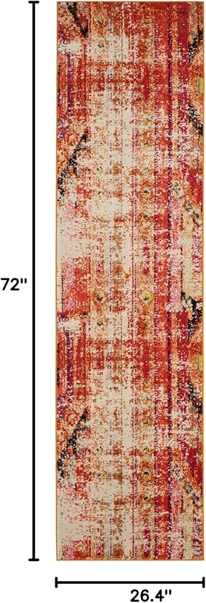 SAFAVIEH Monaco Collection Runner Rug - 2'2" x 6', Orange & Multi, Boho Chic Tribal Distressed Design, Non-Shedding & Easy Care, Ideal for High Traffic Areas in Living Room, Bedroom (MNC222H)