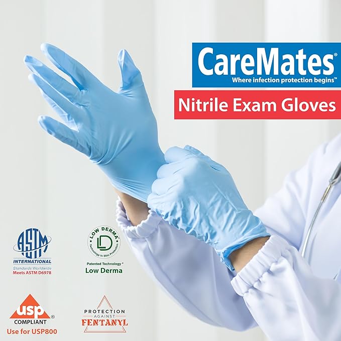 Nitrile Medical Exam Gloves, Latex Free Rubber, Powder Free, Extra Strong, 4 Mil Thick, Certified for Home Infusion, First Aid, Food Safe, Cleaning Gloves, Medium, 400-Count