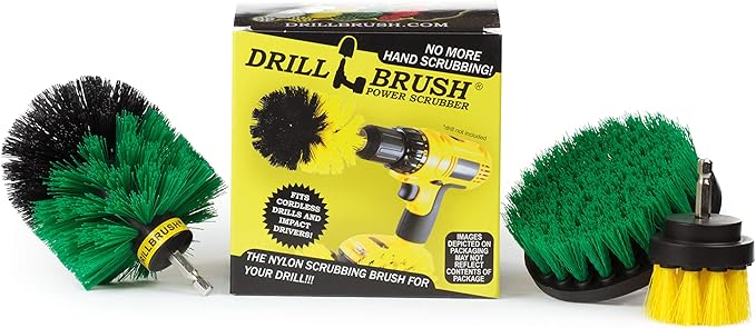 3 Rotary Power Scrub Brushes for Tile, Grout, Shower, Tub, Sink Hard Water Stains