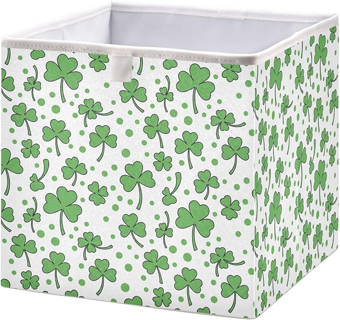 Bolaz St Patricks Day Clover Closet Organizers Storage Cubes Storage Bins Shelf Baskets Containers for Home Room Office,Square