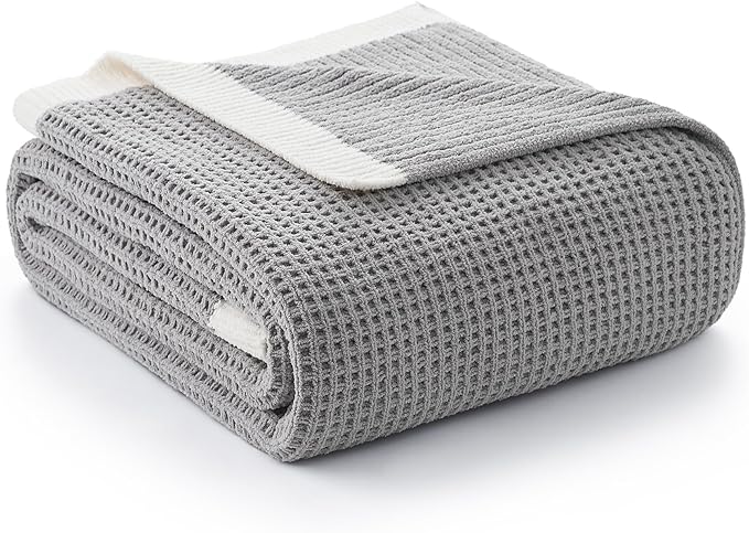 Amélie Home Chenille Throw Blanket, Soft Cozy Waffle Throw for Couch & Sofa, Warm Yet Lightweight, Breathable All-Season Throws for Women Men, Housewarming, Birthdays, 60"x80", Grey