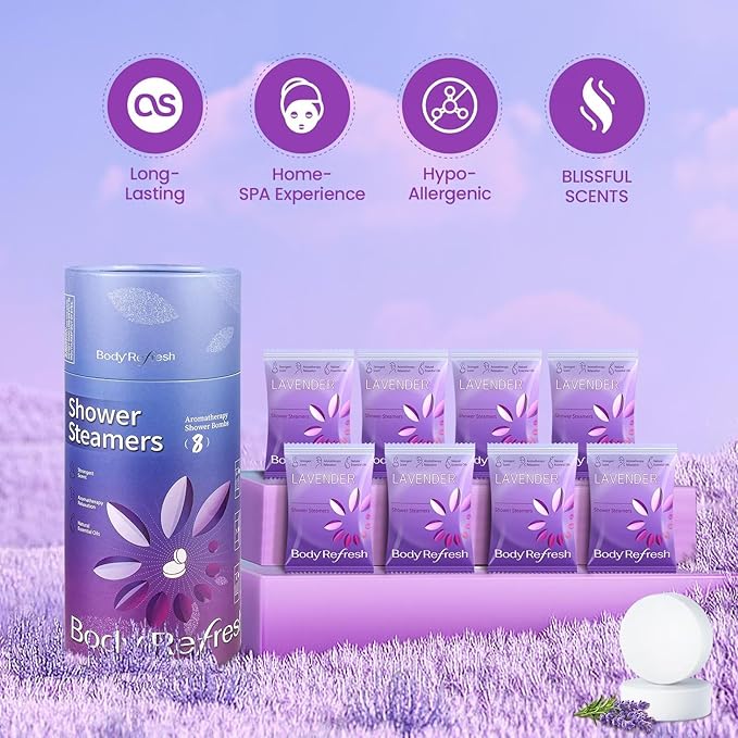 Lavender Shower Steamers Aromatherapy 8 Pack - Birthday Gifts for Women, Valentines Day Gifts for Her Wife Mom, Shower Bombs for Home Spa Relaxation Self Care, Easter Basket Essentials