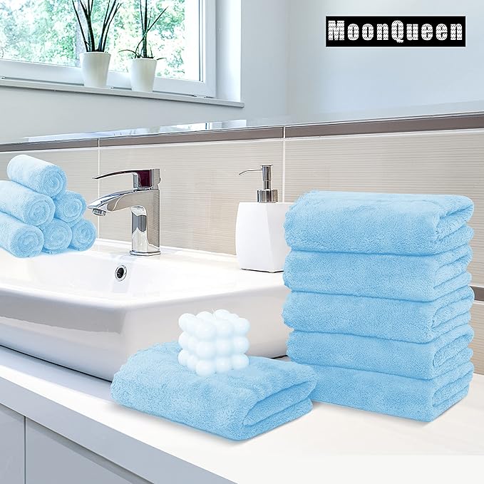 18 Pack Premium Hand Towels - Quick Drying - Microfiber Coral Velvet Highly Absorbent Towels - Multipurpose Use as Hotel, Bathroom, Shower, Spa, Hand Towel 16 x 28 inches (Aquamarine)