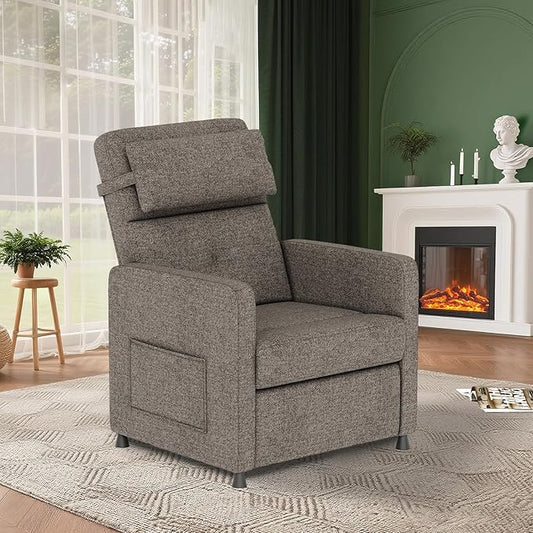 GarveeHome Electric Recliner Chair Living Room Power Recliner Adjustable Backrest & Footrest with Side Pockets & Charging Ports & Lumbar Support(Brown)