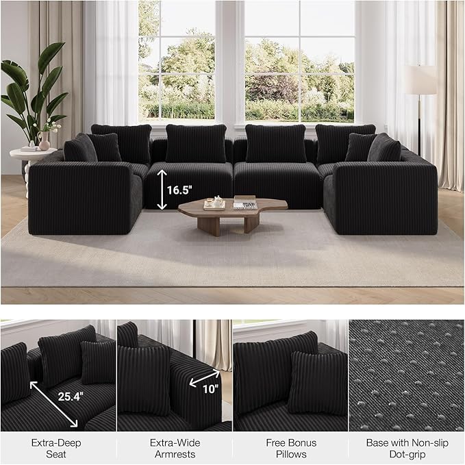 Novilla 106" Modular Sectional Sofa, Modern Cloud Sectional Couch with Smarts Coil® Support, Upholstered Boneless Couch for Living Room Apartments Bedroom, No Assembly Required (3 Seat)