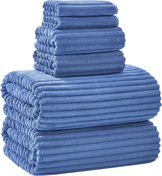 Extra Large Bath Towel Set of 6 (40"x80"),Oversized Bath Sheet Super Soft Highly Absorbent Microfibers Quick Dry Luxury Shower Towel for Bathroom Spa Gym Hotel Yoga(Blue, 6Piece)