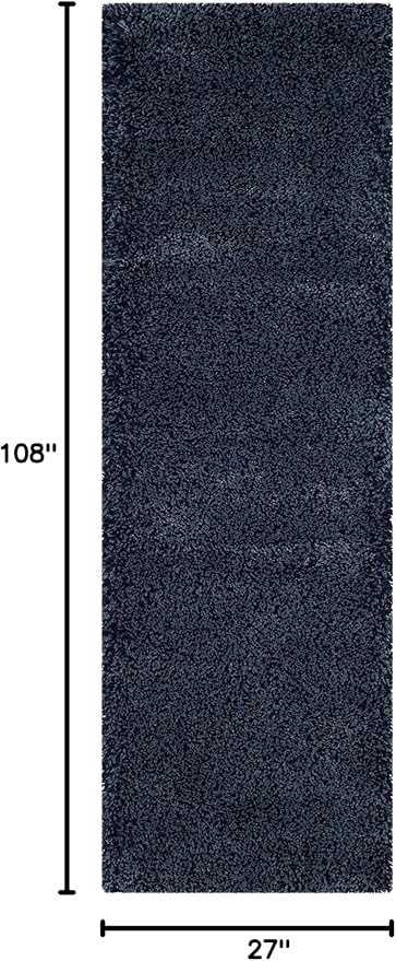 SAFAVIEH Santa Monica Shag Collection Runner - 2'3" x 9', Navy, Solid Design, Non-Shedding & Easy Care, 2-inch Thick, Ideal for The Living Room, Dining, Bedroom (SGN725)