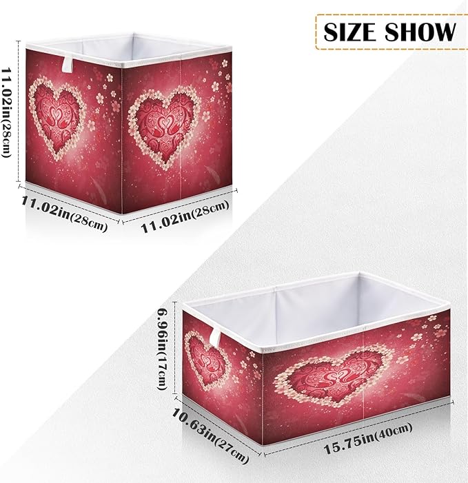 Bolaz Romantic Valentines Day Flowers Closet Organizers Storage Cubes Storage Bins Shelf Baskets Containers for Home Room Office,Rectangle