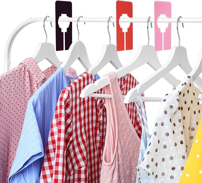 30 Pcs Dividers for Hanging Clothes, Clothing Plastic Rack Size Dividers Rectangular Reusable Closet Separators Closet Labels dividers Closet Clothes Dividers(Colorful)