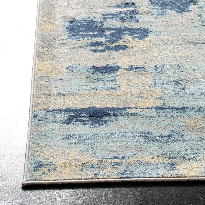 SAFAVIEH Jasper Collection Runner Rug - 2' x 8', Grey & Gold, Modern Abstract Design, Non-Shedding & Easy Care, Ideal for High Traffic Areas in Living Room, Bedroom (JSP101A)