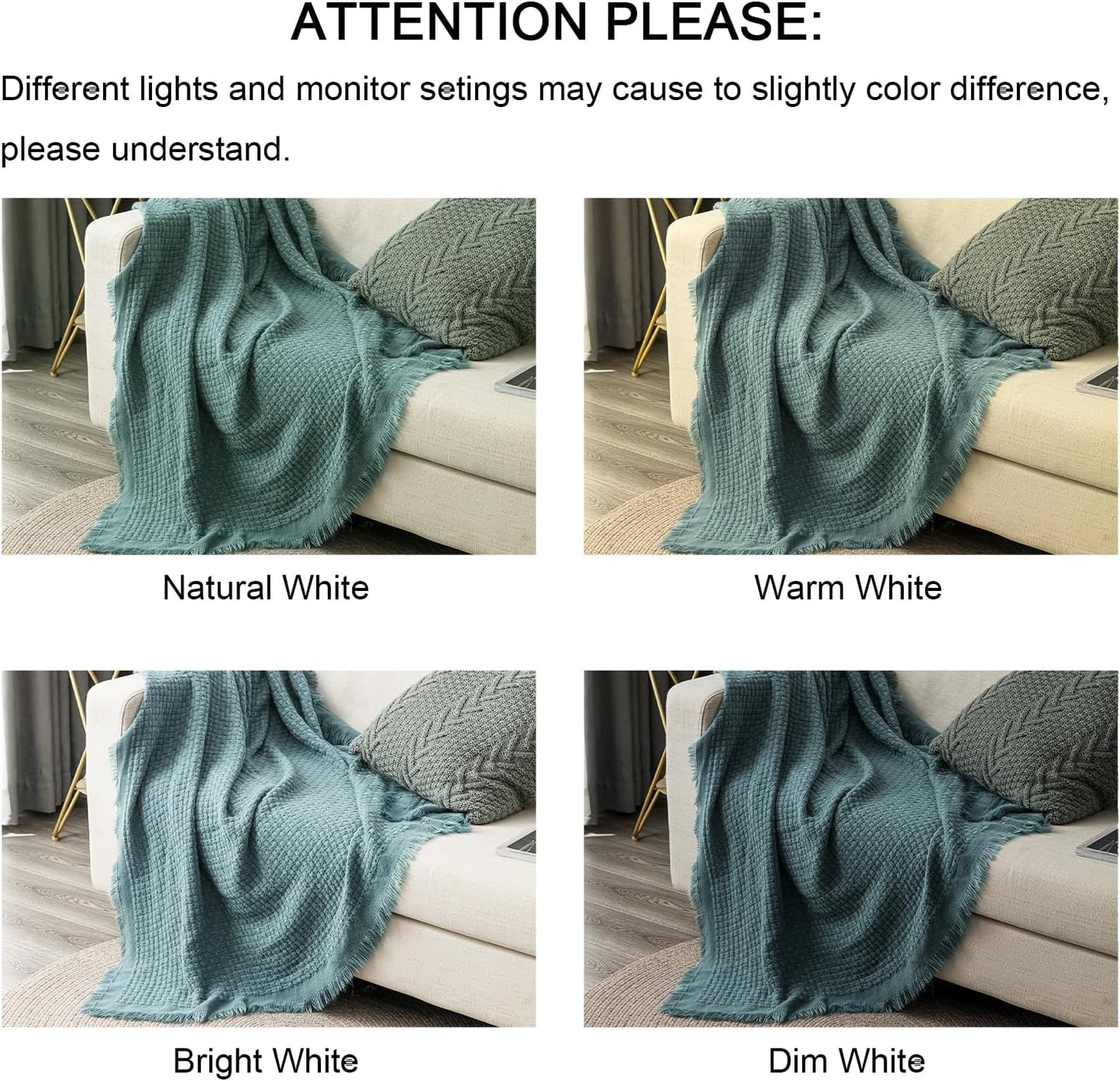 Waffle Knit Throw Blanket — Teal Blue