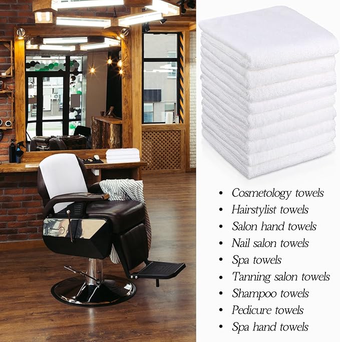 26 Pcs Salon Bleach Proof Towels Highly Absorbent Hair Towels Hand Facial Cloths Bleach Resistant for Salon Barber Spa Beauty Bath Hair Stylist(White,18 x 30 Inch,Classic)
