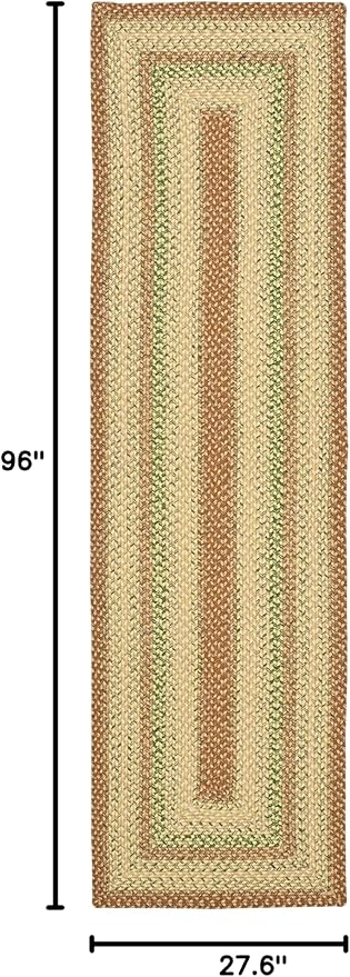 SAFAVIEH Washable Rug Outdoor Braided Collection - 2'3" x 8' Runner, Rust & Multi, Handmade & Reversible, Non-Shedding & Easy to Clean, Ideal for Patio, Backyard, Mudroom (BRD303A)