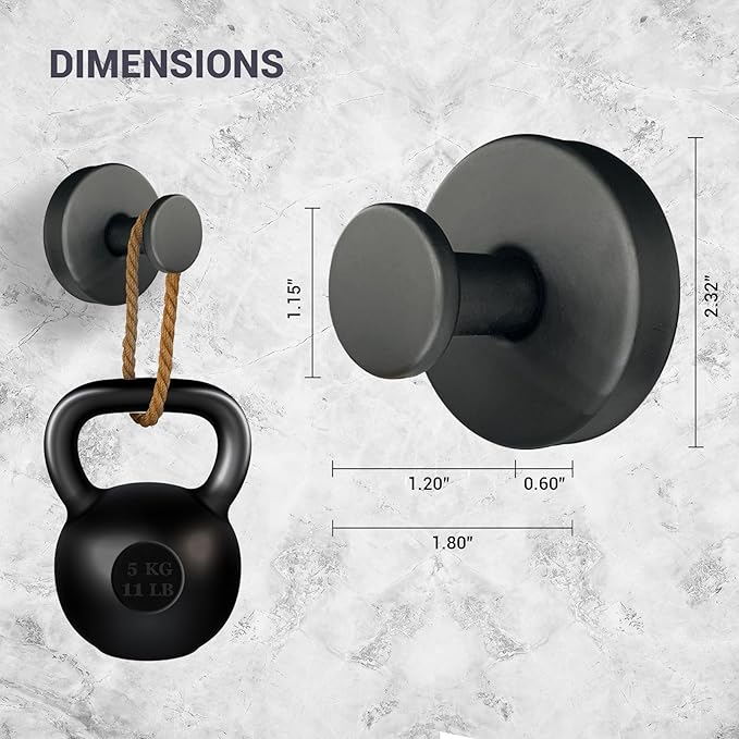 Suction Cup Hooks for Shower - 4 Pack, Matte Black - Stainless Steel, Strong Suction, No Drill, Removable Hanger, Tile Bathroom Kitchen Wall, Glass Door, Mirror Hook Hanging Robe, Towel Holder