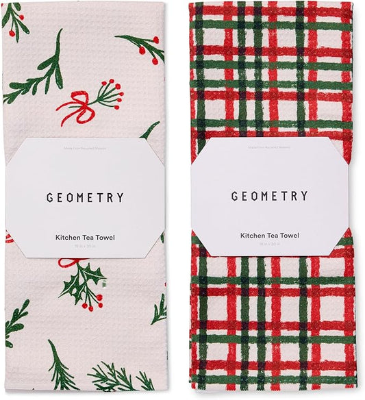Christmas Kitchen Towels - Quick Dry Microfiber Cloth Dish Towels for Kitchen Drying - Premium Quick Dry Towel 2-Pack Set - Deck The Holls
