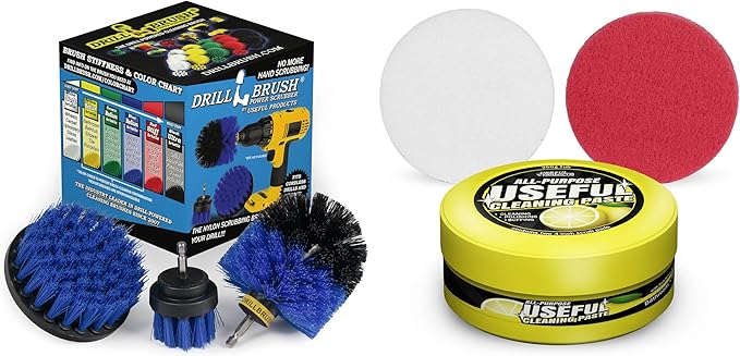 Multipurpose Cleaner Brush Set - Boat Brushes for Scrubbing - Household Cleaning Brushes - Boat Hull Cleaner Paste - Scrub Brushes for Boat Deck - Spinning Scrub Brush - Nylon Brushes for Cleaning