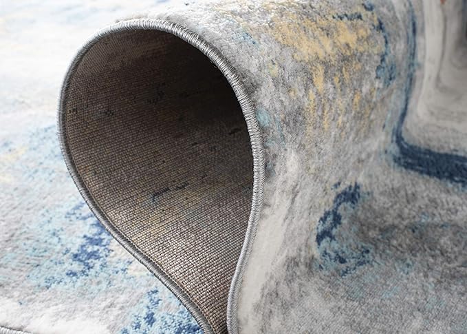 SAFAVIEH Jasper Collection Runner Rug - 2' x 18', Grey & Gold, Modern Abstract Design, Non-Shedding & Easy Care, Ideal for High Traffic Areas in Living Room, Bedroom (JSP101A)