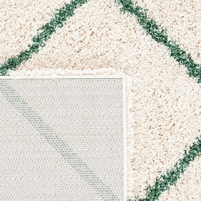 SAFAVIEH Hudson Shag Collection Area Rug - 7' Square, Ivory & Green, Modern Trellis Design, Non-Shedding & Easy Care, 2-inch Thick Ideal for High Traffic Areas in Living Room, Bedroom (SGH281X)