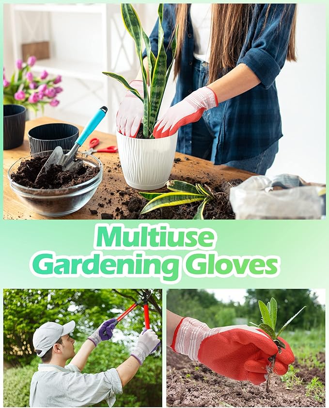 24 Pairs Gardening Gloves Bulk for Women Ladies Breathable Rubber Coated Garden Glove for Yard Outdoor Work with Grip