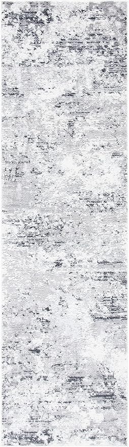 SAFAVIEH Amelia Collection Area Rug - 2'2" x 18' Runner, Grey & Ivory, Modern Abstract Design, Non-Shedding & Easy Cleaning, Ideal for Living Room, Bedroom, Dining Space (ALA705G)