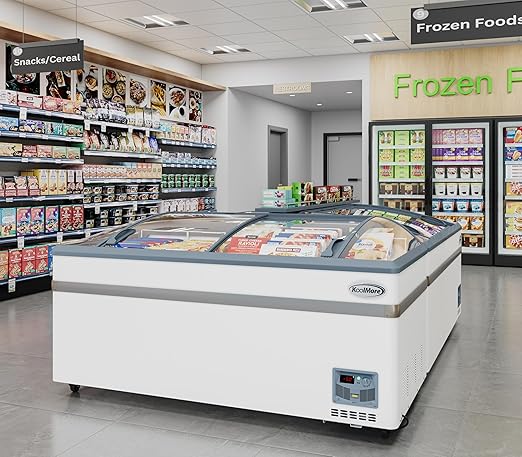 KoolMore 65 Inch Manual Defrost Island Chest Freezer with 16 cu. ft. Capacity in White, ETL Listed (KM-ISCF-65MD)