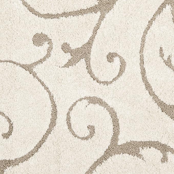 SAFAVIEH Florida Shag Collection Accent Rug - 3'3" x 5'3", Cream & Beige, Scroll Design, Non-Shedding & Easy Care, High-Low Plush Pile, Ideal for Living Room, Bedroom, Dining Space (SG455-1113)