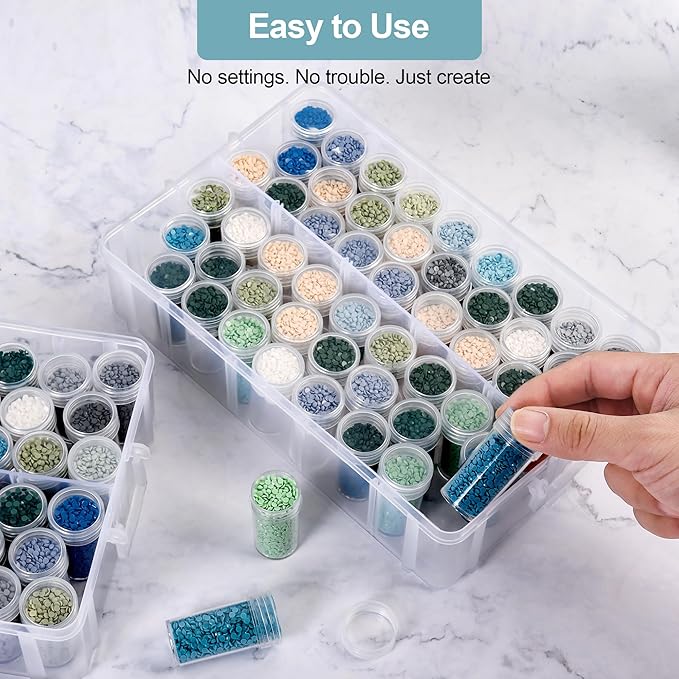Diamond Painting Storage Container, 4-Tier Bead Organizer Box with 200 Slots, Stackable Crafts Organizers for DIY Diamond Art Accessories Craft Jewelry Bead Storage