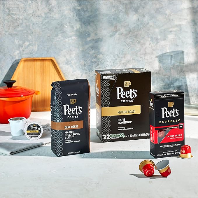 Peet's Coffee, Dark Roast Keurig K-Cup Pods - French Roast 88 Count (4 Boxes of 22 Pods)