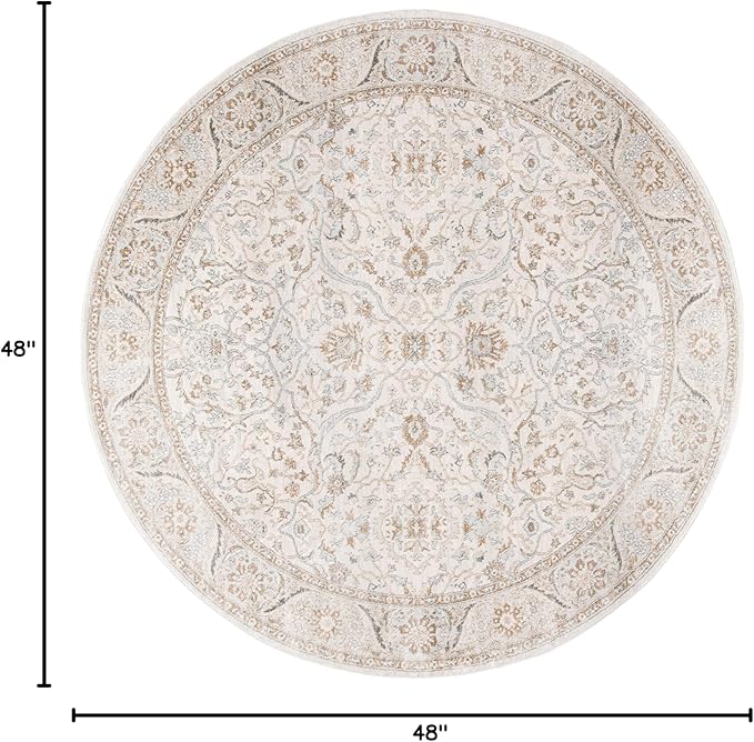 SAFAVIEH Isabella Collection 4' Round Cream/Beige ISA912A Oriental Non-Shedding Entryway Foyer Living Room Bedroom Kitchen Area Rug
