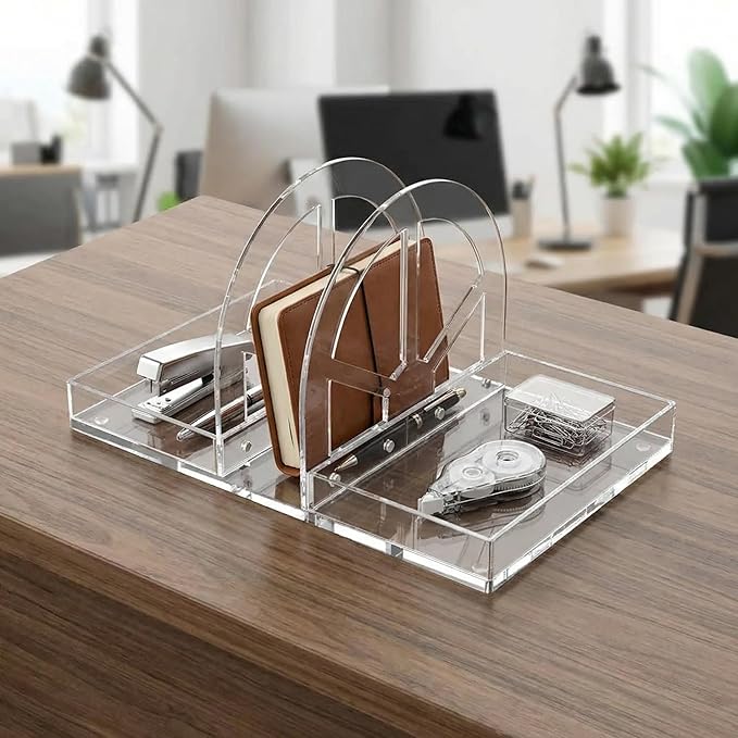 Acrylic Napkin Holder with Magnetic Assembly, Clear Space-Saving Napkin Dispenser & Salt Pepper Shakers Caddy, Modern Organizer for Kitchen Counter, Dining Table, Small Spaces, Office or Party（Large）