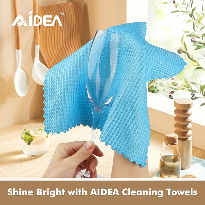 AIDEA Microfiber Cleaning Cloth-12PK, Lint Free Cloth for Glass, Polishing Cleaning Rags, Window Wipes, Kitchen Towels Dishcloths, Microfiber Towels for Car Detailing, Kitchen, Home-11×11"