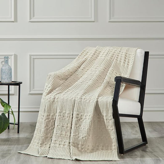 VHC Brands Natural Cotton Waffle Throw