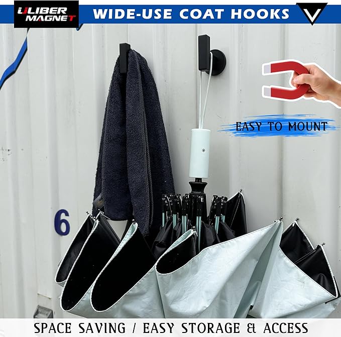 ULIBERMAGNET Magnetic Coat Hooks,Heavy Duty Magnets Hook for Metal,Door,Cruise Cabinet,Refrigerator, Locker,Neodymium Magnet Hook for Towel,Coat,Bag,Umbrella