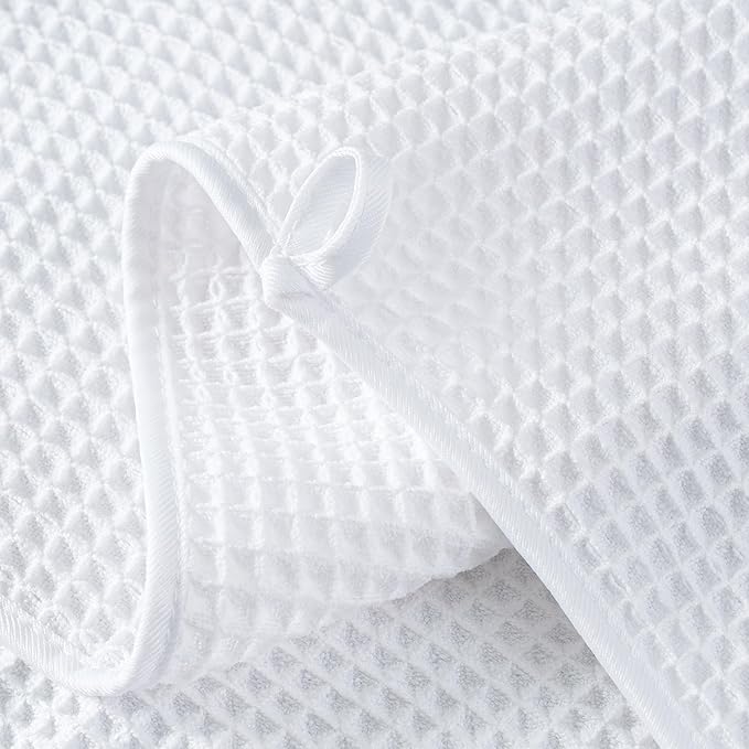 Microfiber Waffle Bath Towels, 4 Pieces, Soft, Absorbent, Fast Drying, Lint Free 430 GSM (White)