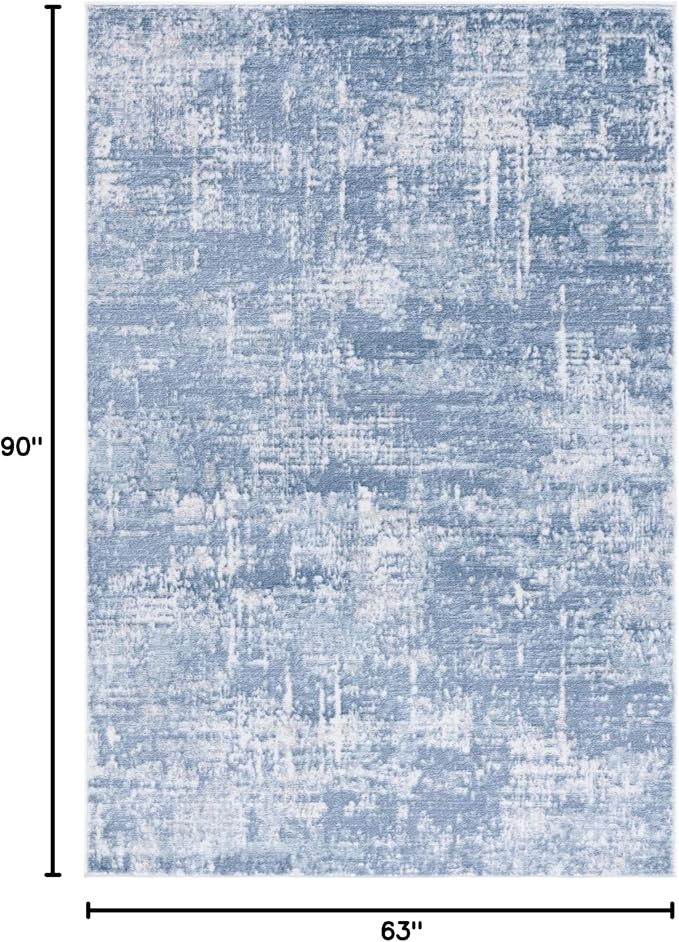 SAFAVIEH Amelia Collection Area Rug - 5'3" x 7'6", Ivory & Steel Blue, Modern Abstract Design, Non-Shedding & Easy Care, Ideal for High Traffic Areas in Living Room, Bedroom, Dining (ALA700D-5)
