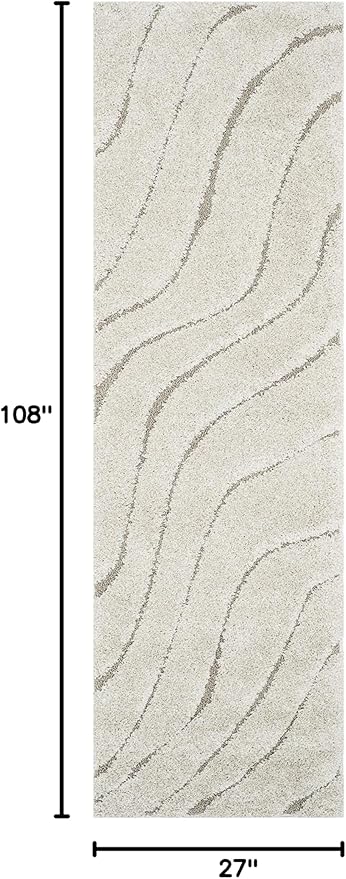 SAFAVIEH Florida Shag Collection Runner Rug - 2'3" x 9', Cream & Beige, Non-Shedding & Easy Care, 1.2-inch Thick Ideal for High Traffic Areas in Living Room, Bedroom (SG472-1113)